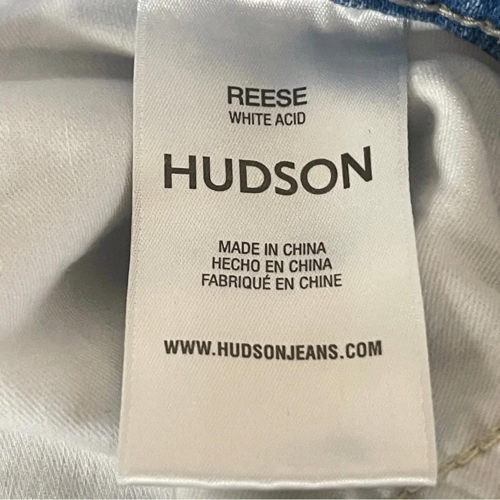 HUDSON Men’s Reese Straight Leg White Acid Wash Jean, Size 30
